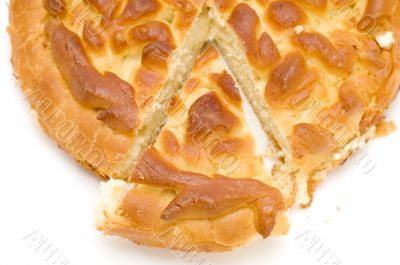 Pie with curd close up