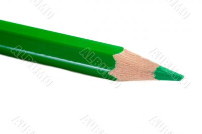 A green pencil expanded very sharp