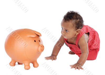 African beautiful baby crawling