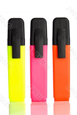 Three vertical fluorescent markers