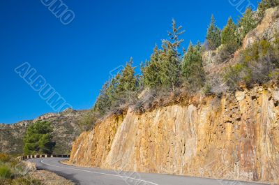 Mountain road with sharp curve