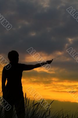 woman stretching out her arm #2