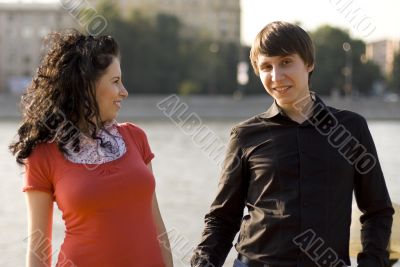 happy attractive couple together