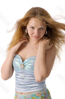 smiling woman in summer clothes smiling woman in summer clothes