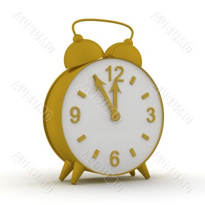 Old alarm clock. 3D image.