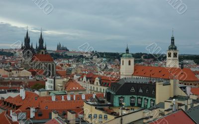 View of Prague in overcast day
