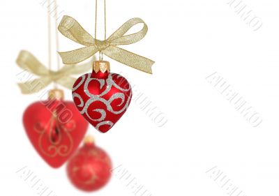 Christmas Decoration / Red hearts and ball