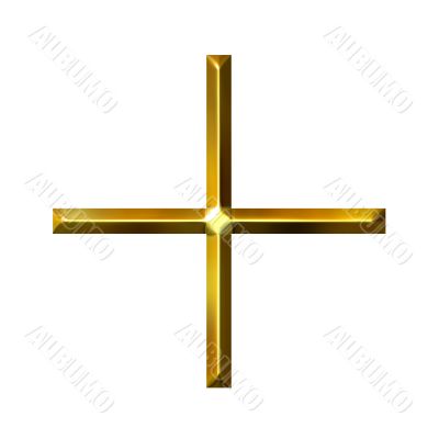 3D Golden Addition Symbol
