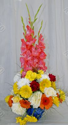 Rose Gladiolus and assorted Flower Bouquet ikebana