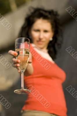 woman with champagne glass