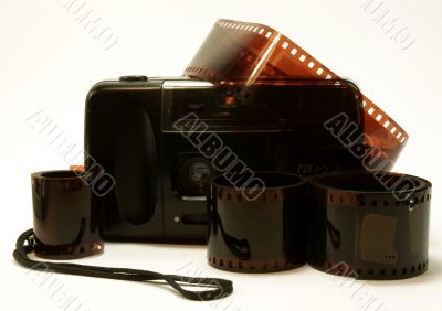 Old camera with films Old camera with films
