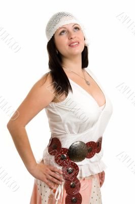 woman in dress of folksy