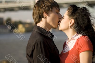 loving couple kissing