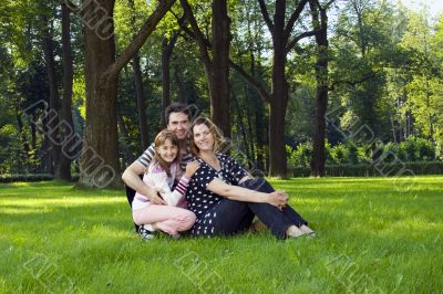 Lucky family on lawn