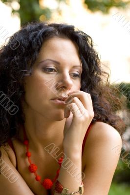 unhappy attractive brunet woman