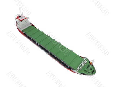 Big cargo ship isolated front view