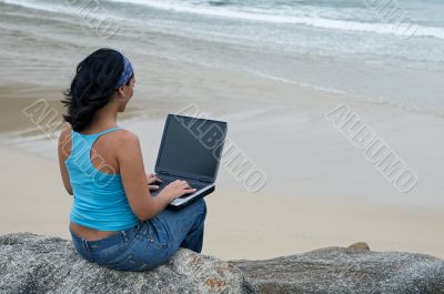 Businesswoman with laptop computer