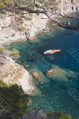 anchored boat