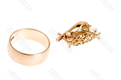 Gold ring on white