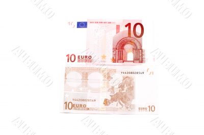 Euro bank-note on white