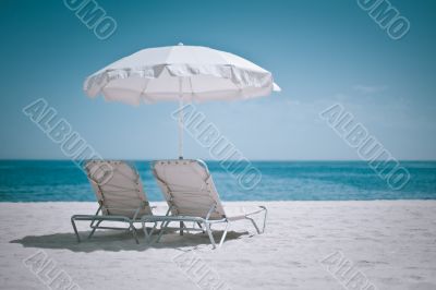 Beach umbrella and chairs - Spain