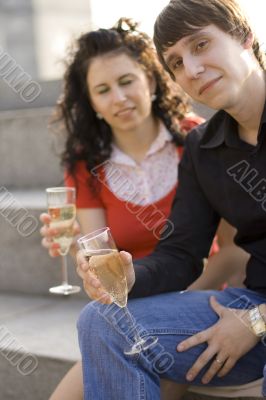 happy couple celebrating