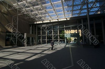 Modern business center in shadows