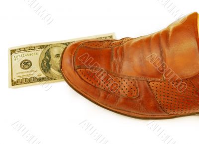 Stepping on United States (US) dollars Stepping on United States (US) dollars