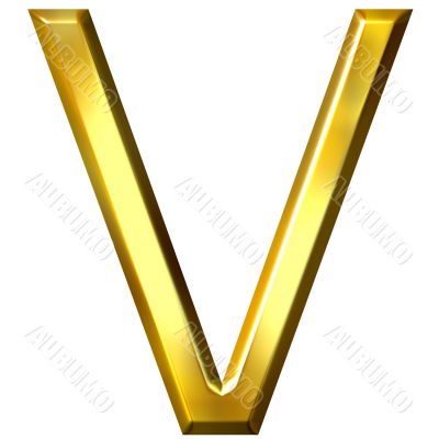 3D Golden Letter V