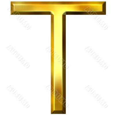 3D Golden Letter T