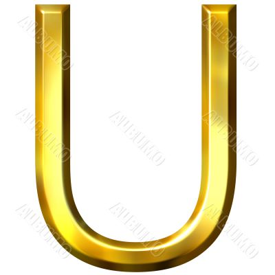 3D Golden Letter U
