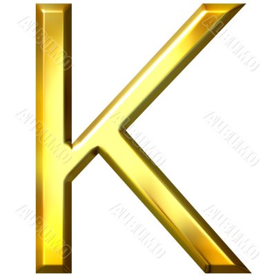 3D Golden Letter K