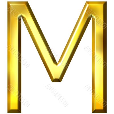 3D Golden Letter M