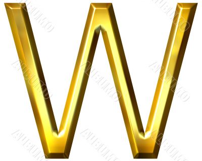 3D Golden Letter W