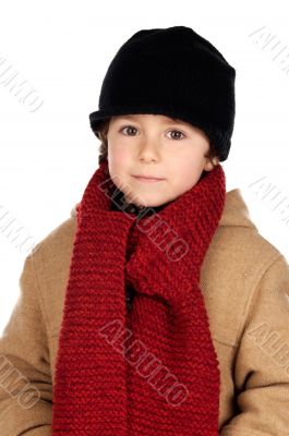 Child handsome very warm with hat and scarf wool 
Child handsome