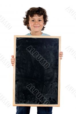 Child with empty slate to put words