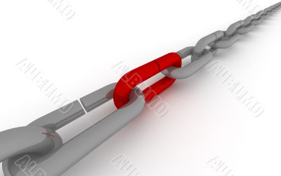 Metal chain on a white background. 3D image.