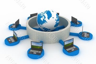 protected global network the Internet. 3D image.