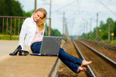 beautiful young lady with notebook