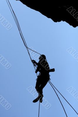 man-climber &amp; wall &amp; ropes