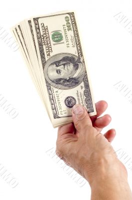 dollar in hand closeup