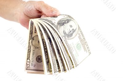 dollar in hand