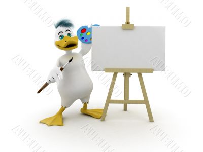 Duck with empty canvas