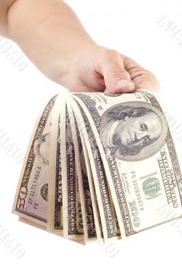 hand and dollar closeup