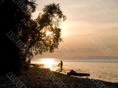 Sunset on lake