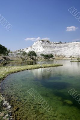 Lake in Pamukkale. Nature phenomenon. Turkey.