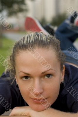 woman relaxing in the park