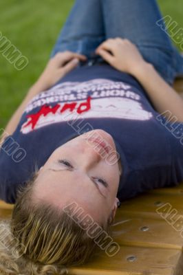 woman relaxing in the park