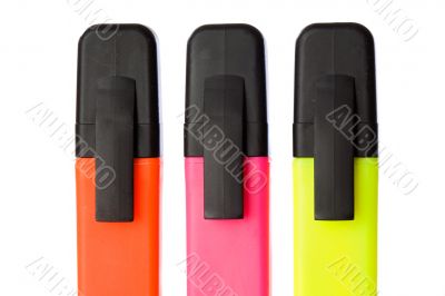 Three vertical fluorescent markers