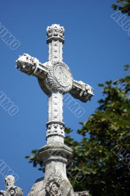 Cross on a grave at Vienna`s Central Cemetery.
